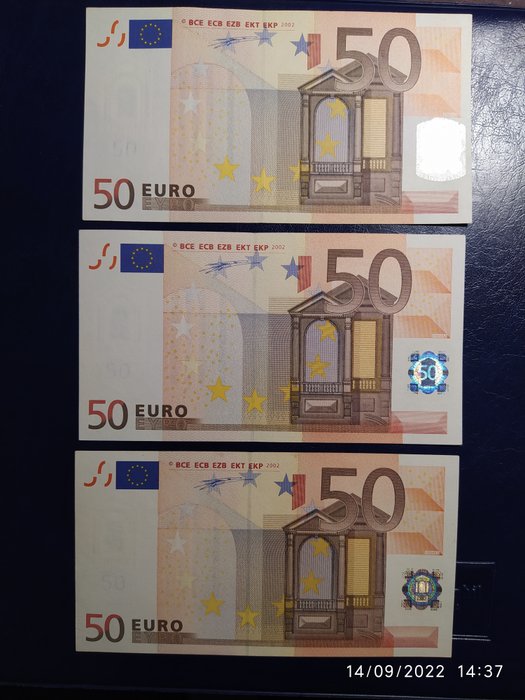 European Union, Italy - 3 X 50 Euro 2002 - Duisenberg J001, J002, J004