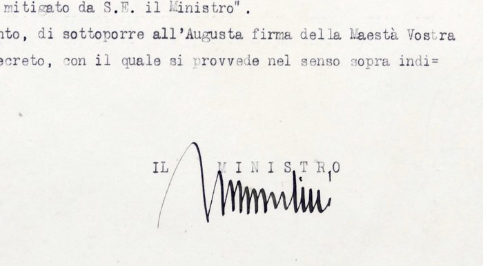 Benito Mussolini - Autografo; Relazione a Sua Maestà - 1934
