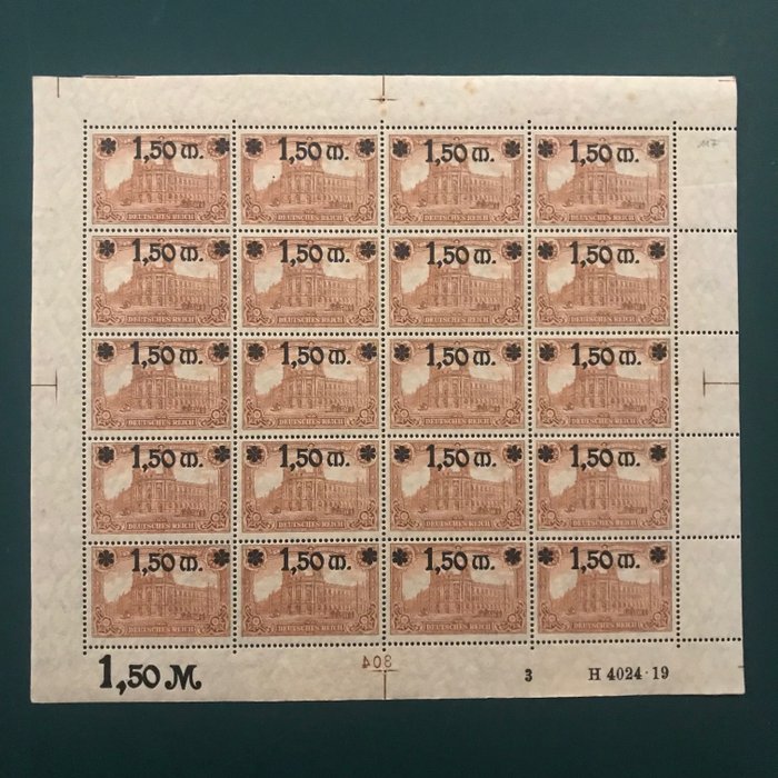 Empire allemand 1920 - A small sheet of 20 - Michel 117