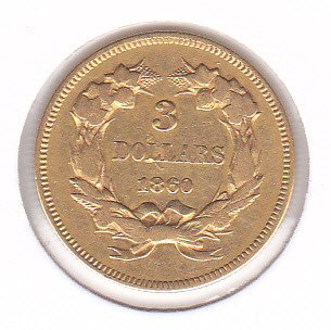 USA. 3 Dollars 1860 Indian Head