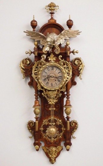 Orologio da parete - Lenzkirch A.G.U. - Bronzo dorato, Legno, noce - Fine XIX secolo