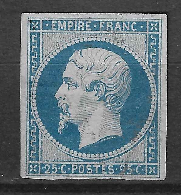 France 1853 - NO RESERVE PRICE Empire - 25 c. blue - signed and with Calves certificate. - Yvert n°15