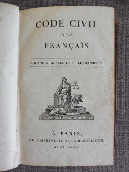 Anonyme - Code civil des Français. Edition originale et seule officielle. - 1804