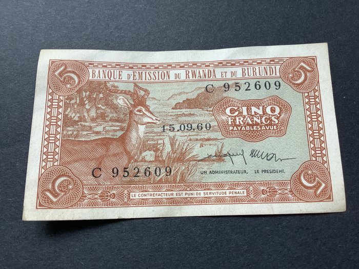 Rwanda and Burundi - 5 Francs 15.09.1960 - Pick 1a