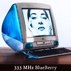 Apple iMac G3 Blueberry 333 Mhz (Fruity colours) incl. matching hockey-puck mouse & keyboard – Macintosh – In vervangende verpakking