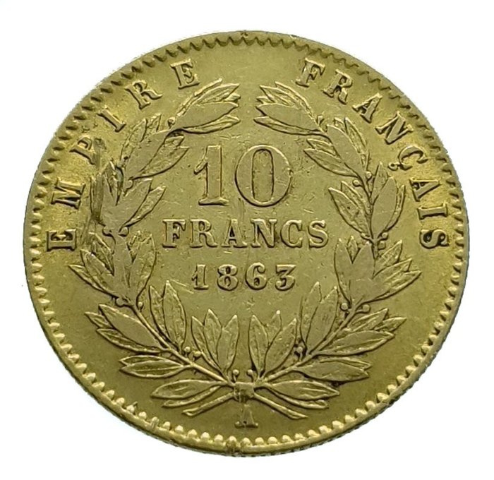 France. Napoléon III (1852-1870). 10 Francs 1863-A, Paris