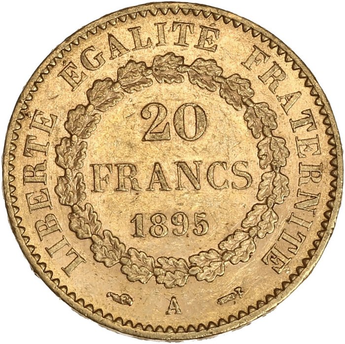 France. Third Republic (1870-1940). 20 Francs 1895-A Génie