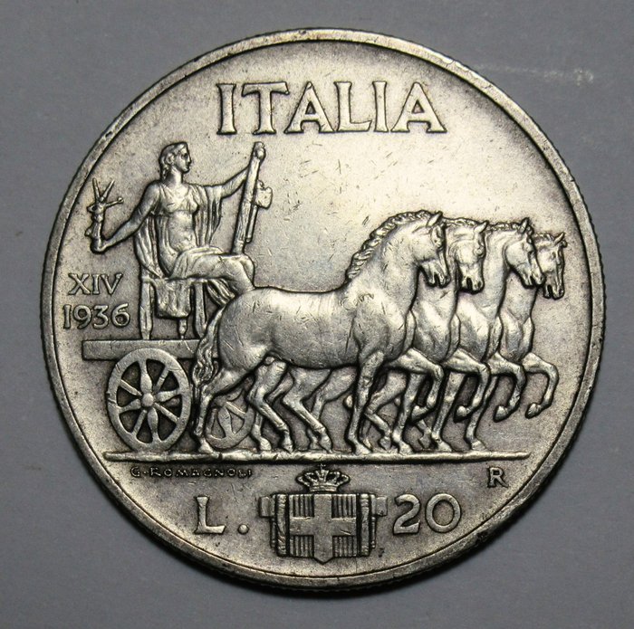 Italy, Kingdom of Italy. Vittorio Emanuele III di Savoia (1900-1946). 20 Lire 1936 "Impero" I Tipo