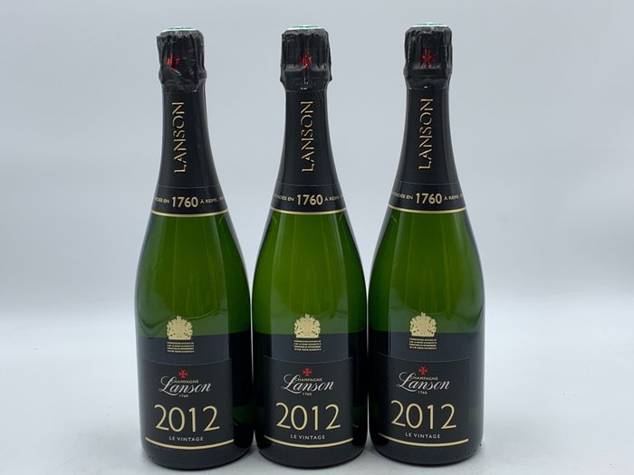 2012 Lanson, Le Vintage - Champagne Brut - 3 Flasker (0,75 L)