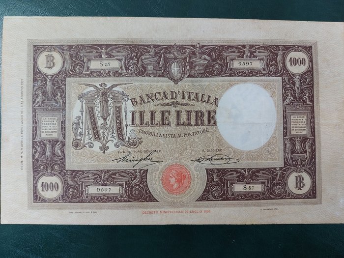 Italië - 1.000 Lire 09/04/1928 - Gigante BI 43E