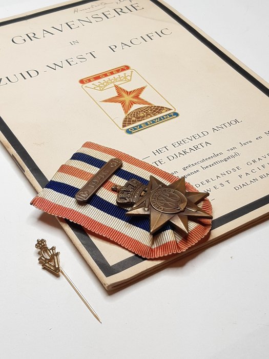 Paesi Bassi - KNIL volontario di guerra - Medaglia, Riconoscimento, Decorazione dell'Ordine e della Pace - fibbia - 1946