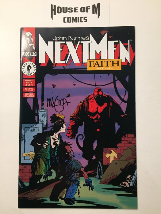 Next Men # 21 with Mignola Cover. 1st full comic book appearance Hellboy - Signed by Mike Mignola. Very High Grade - Stapled - First edition - (1993)