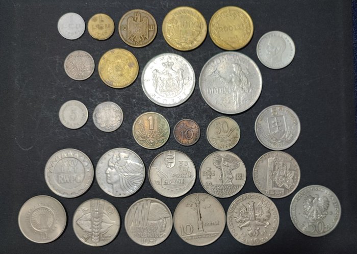 Kroatië, Roemenië, Servië, Slowakije. Lot of 27 Coins 1904/1983, incl. 5 Silver Ones