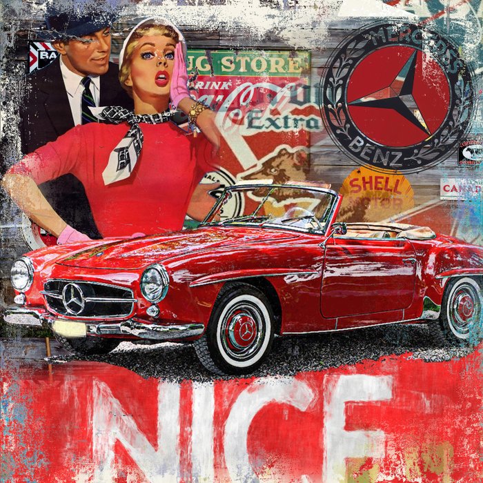 Preview of the first image of Picture/artwork - Luc Best Giclée-Print "190 SL" - Mercedes-Benz - After 2000.