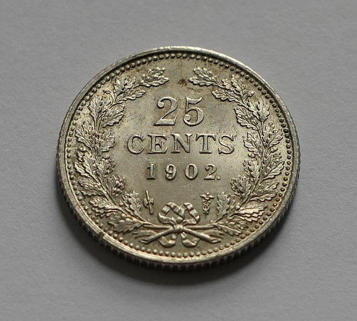 Niederlande. Wilhelmina (1890-1948). 25 Cents 1902