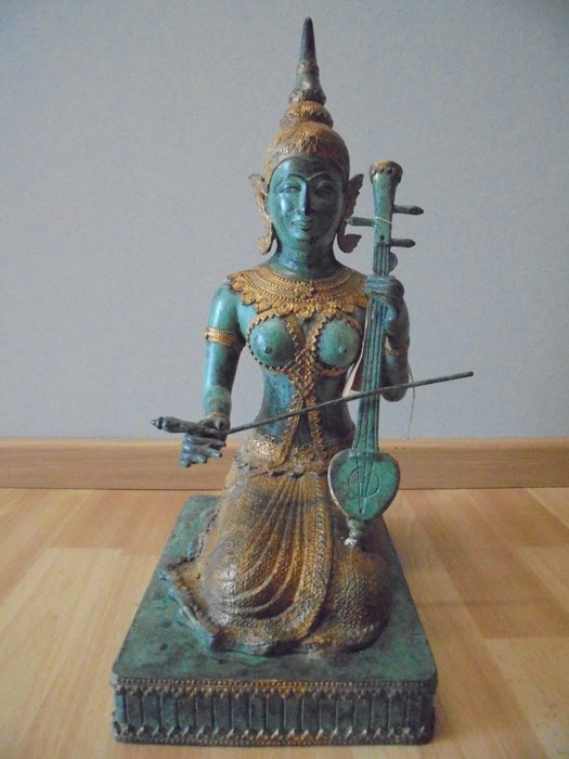 Statuetta - Bronzo - Musician - Tailandia - Fine XX secolo
