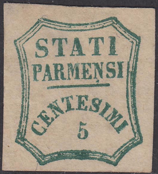 Italiaanse oude staten - Parma 1859 - Governo Provvisorio, c. 5 verde azzurro - Sassone N. 12
