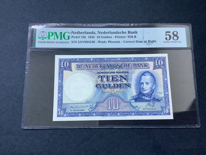 Netherlands - 10 Gulden 1945 - Pick 75b