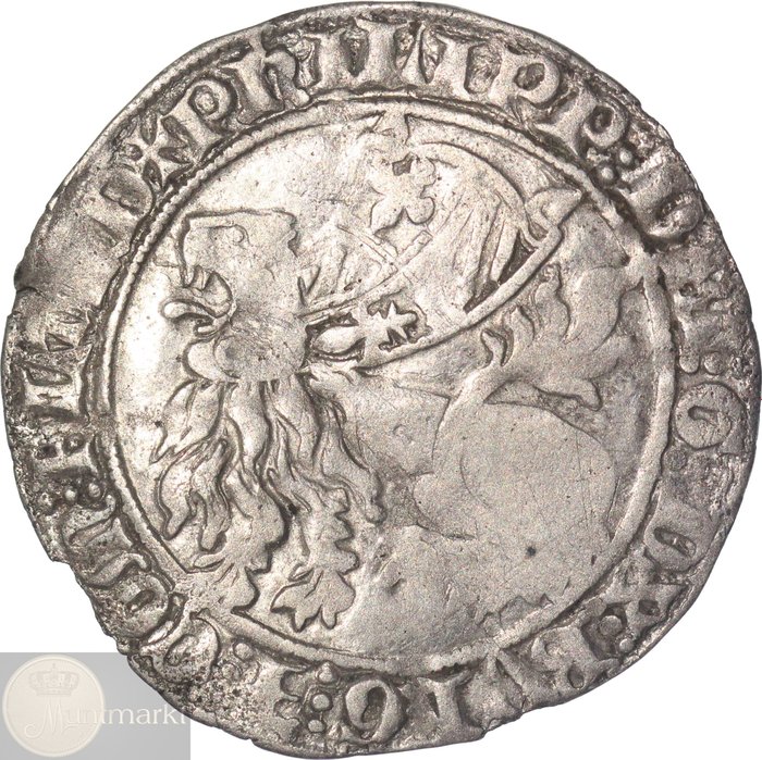 Graafschap Vlaanderen - Brugge. Philips de Stoute. Dubbele Groot of Botdrager z.j. (1384-1404)