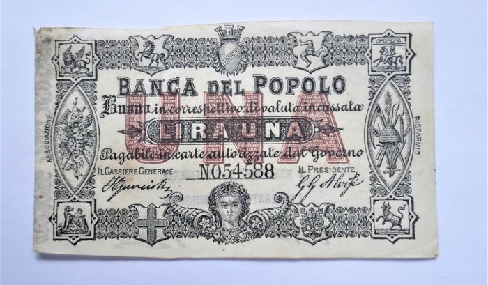 Italië, Florence - 1 Lira 01/11/1868 - Banca del Popolo