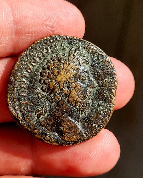Roman Empire. Marcus Aurelius (AD 161-180). Æ Sestertius,  Rome