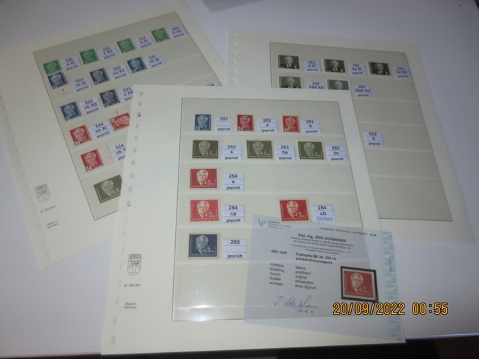 GDR 1950/1958 - GDR specialty batch from the first years – “Pieck” expertised according to watermarks, colours and