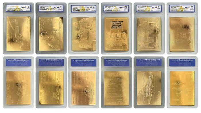 Star Trek ( Lof of 6 ) - Original Gold Cards ( 23K ) - Grade 10 - 1995