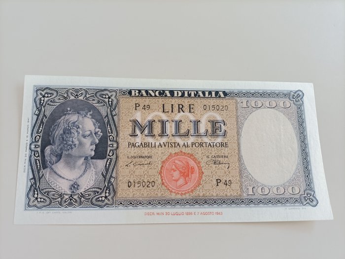 Italy - 1.000 Lire 20/03/1947  "Italia" (Testina) - Gigante BI 53A