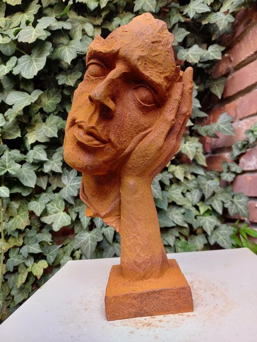 Skulptur, "Thinking Man" - 29 cm - Jern (støpt/smittet)