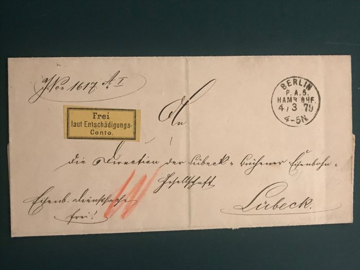 Deutsches Reich 1874 - Gebuhrenzettel on a letter - Michel l