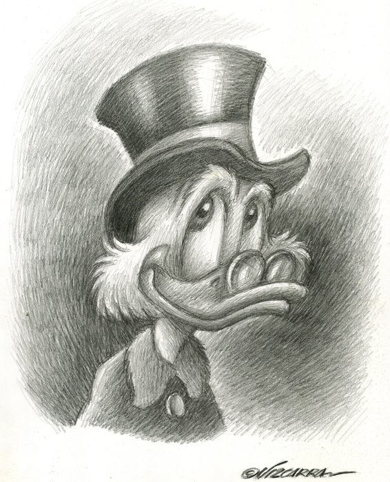 Uncle $crooge Portrait - Original Drawing - Joan Vizcarra - Pencil Art - Original Artwork