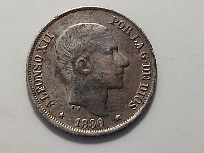 Kingdom of Spain. Alfonso XII (1874-1885). 10 Centavos de Peso 1880 Manila