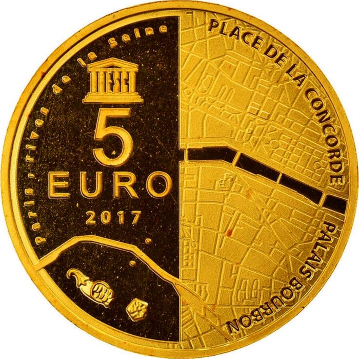 France. 5 Euro 2017 'Assemblée Nationale et Place de la Concorde' - with a Certificate of Authenticity
