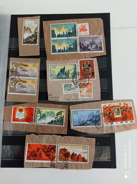 Chine - République populaire depuis 1949 1963/1964 - Lot de timbre de Chine oblitérer rare sur fragment avec oblitération entière et visible