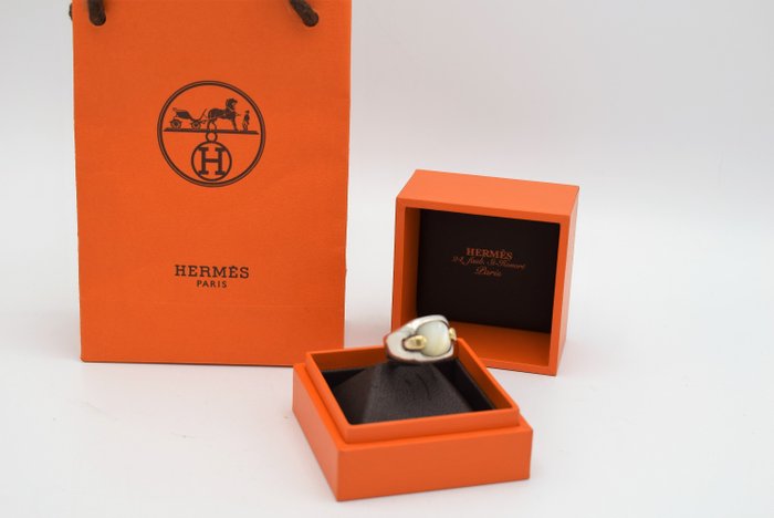 Image 3 of Hermès - 18 kt. Silver, Yellow gold - Ring - mother-of-pearl