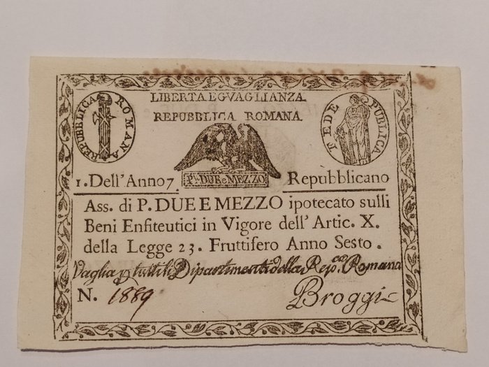 Italië, Romeinse Republiek - 2,5 Paoli 1798 - Gav. Boa. 01.1025