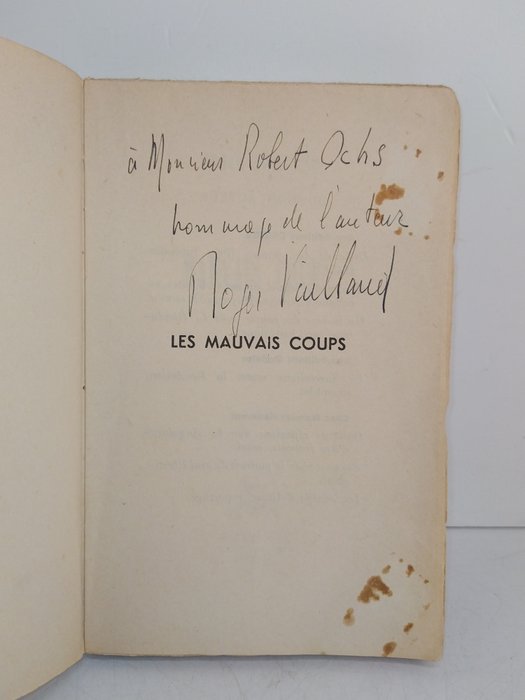 Signé; Roger Vailland - Les Mauvais coups - 1948
