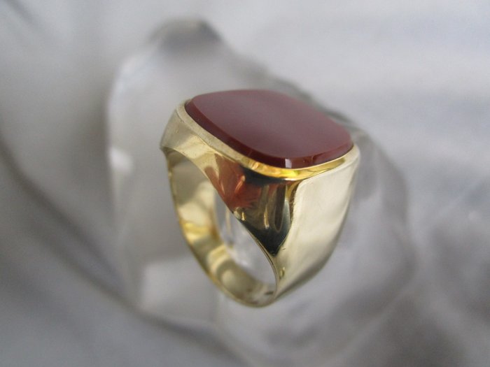 Signet Ring - 8 carati Oro - Anello Corniola