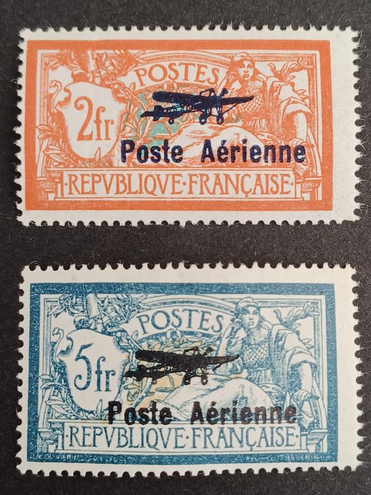 France 1927 - Airmail No. 1 and 2, mint* signed. Lovely quality. - Yvert