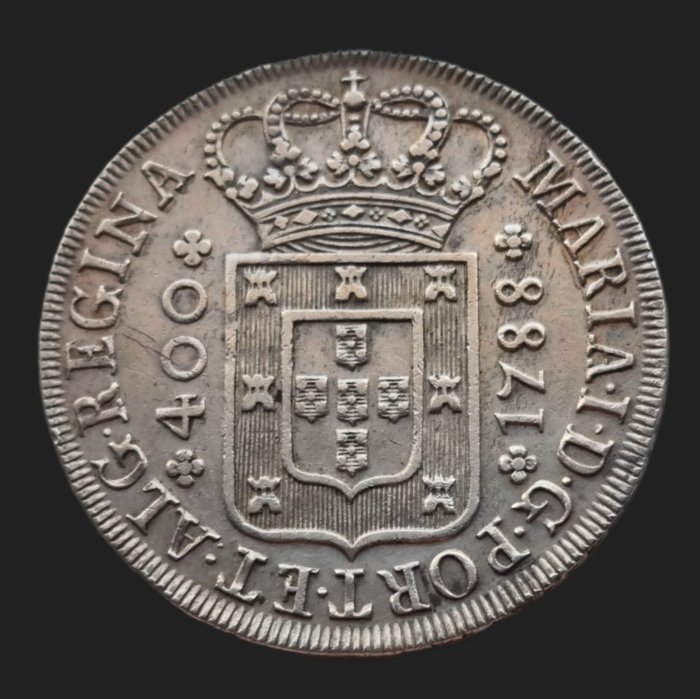 Portugal. D. Maria I (1786-1799). Cruzado Novo (480 Reis) 1788 - Coroa Alta - Muito Rara