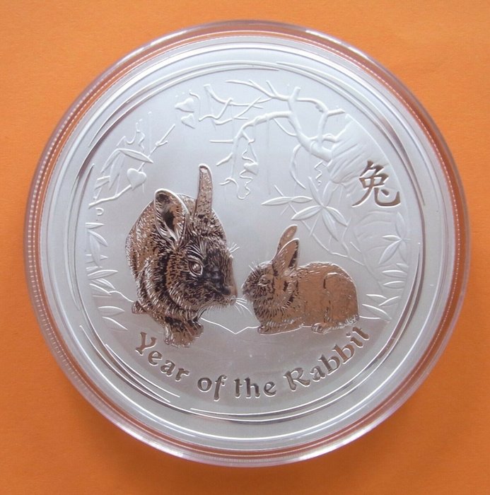 Australië. 2 Dollars 2011 Year of the Rabbit, 2 Oz (.999)  (Zonder Minimumprijs)