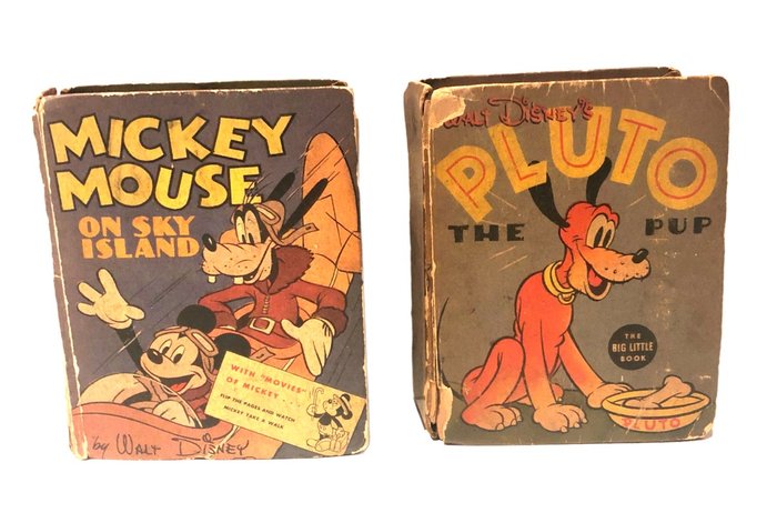 The Better Little Book & The big little book 1417 & 1467 - Walt Disney's Mickey Mouse On Sky Island & Pluto The Pup - Cartonato - Prima edizione - (1936/1938)