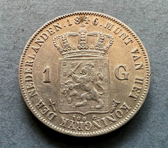 Netherlands. Willem II (1840-1849). 1 gulden 1846 zwaard