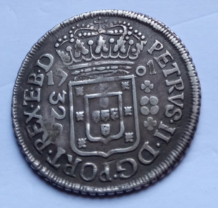 Brésil (Colonial). 320 Reis (Pataca) 1701 Pernambuco B.D. Pedro II