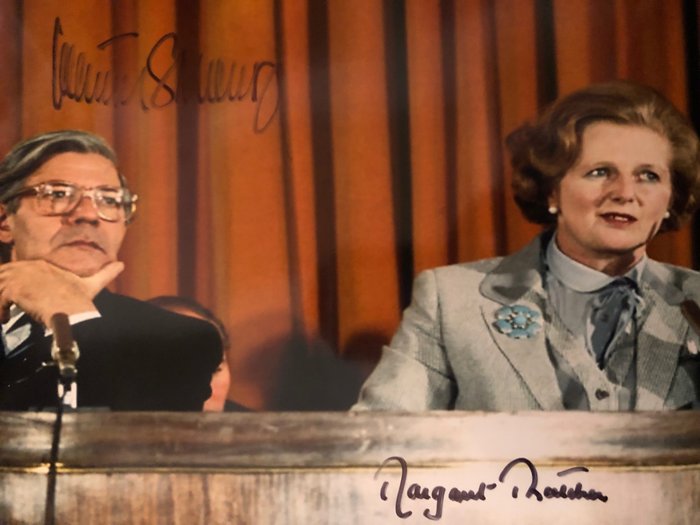 Helmut Schmidt / Margaret Thatcher - Original Autograph - German Chancellor and British Prime Minister Iron Lady - 2004