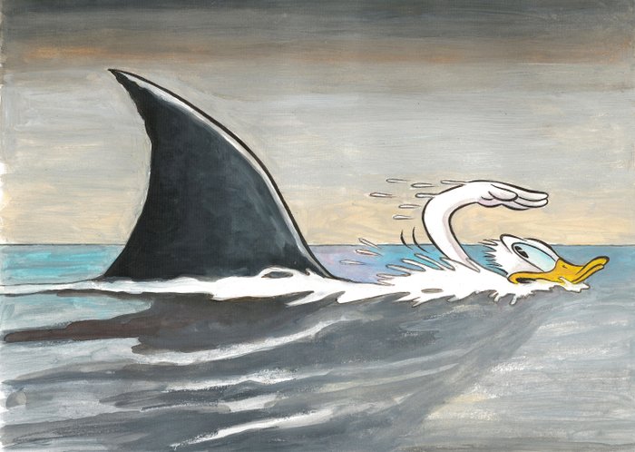 Donald Duck Inspired By Bo Bartlett's "Study for The Unconscious" (2010) - Original Painting - Tony Fernandez Signed - Acrylic Art - Original Artwork - 46 x 34 cm - No Reserve