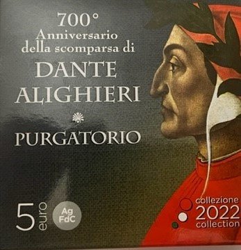 Italien. 5 Euro 2022, "700° Anniversario della scomparsa di DANTE ALIGHIERI" Purgatorio