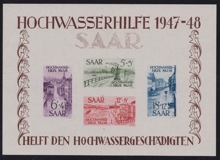 Saarland 1948 - "Grosser Hochwasser-Block" - Michel Bl. 1