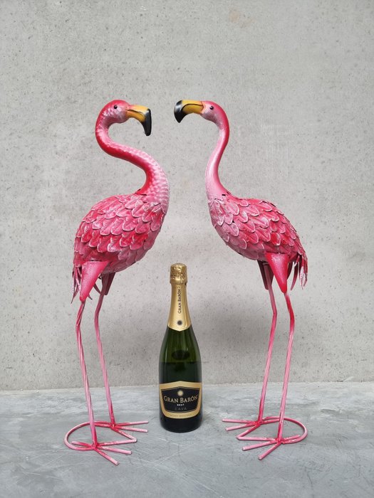 小雕像, A pair of Flamingo's - 62 cm - 金属