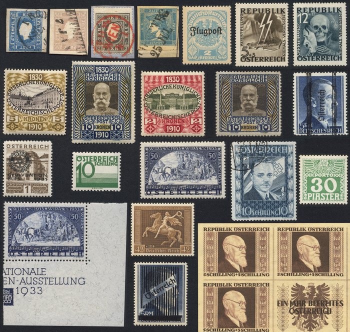 Austria 1850/1947 - Strong, nearly complete, neat collection in 4 high-quality Leuchtturm albums, including “Lightning”